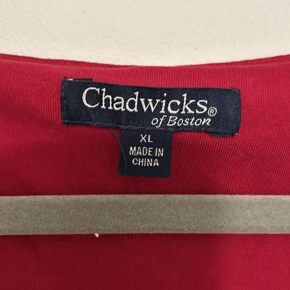 Chadwick’s Red Scoop Neck Pleated Dress - Picture 2 of 6
